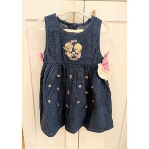 Vintage Embroidered Precious Moments Denim Dress